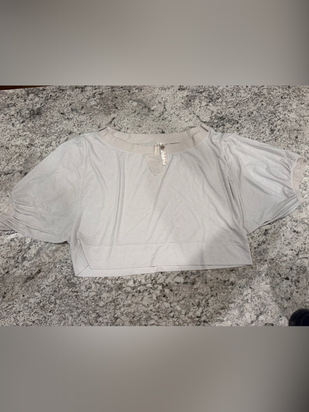 FP Movement Free People off white Cropped Short Sleeve Tee w/ Balloon sleeves